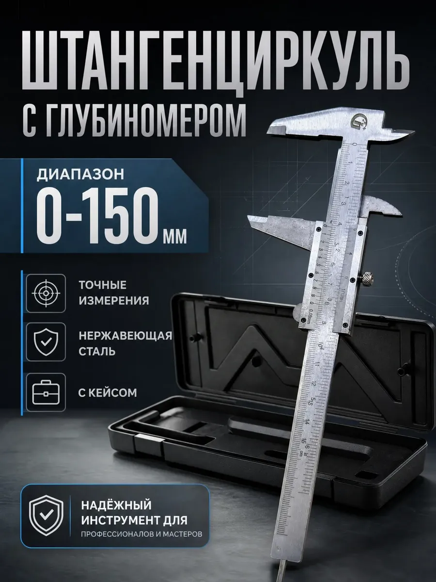 Штангенциркуль металлический из нержавеющей стали