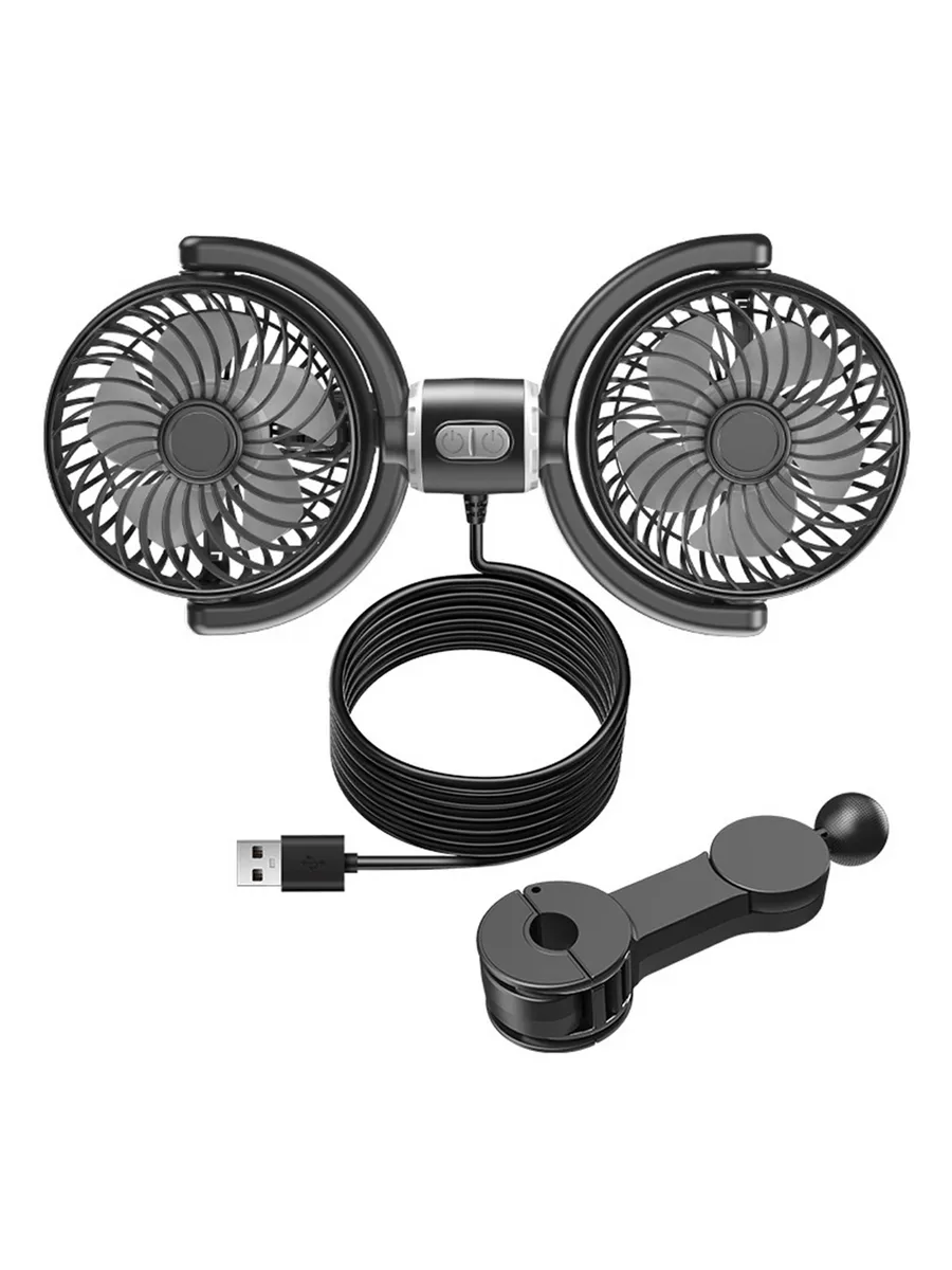 Фен для авто с раздел. управл, 2 головы, 360° поворот, usb