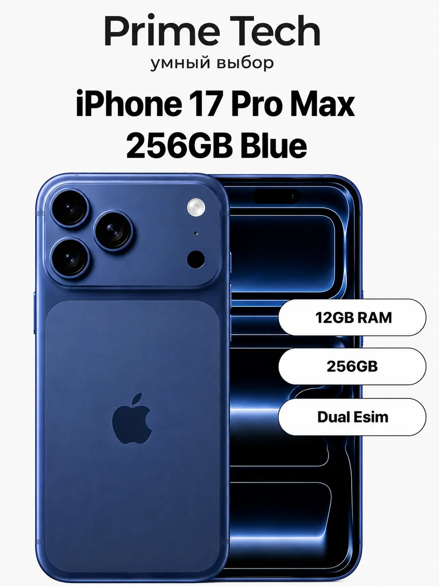 Смартфон iPhone 17 Pro Max 256GB Blue Dual Esim Apple 1244486898 купить в интернет‑магазине Wildberries
