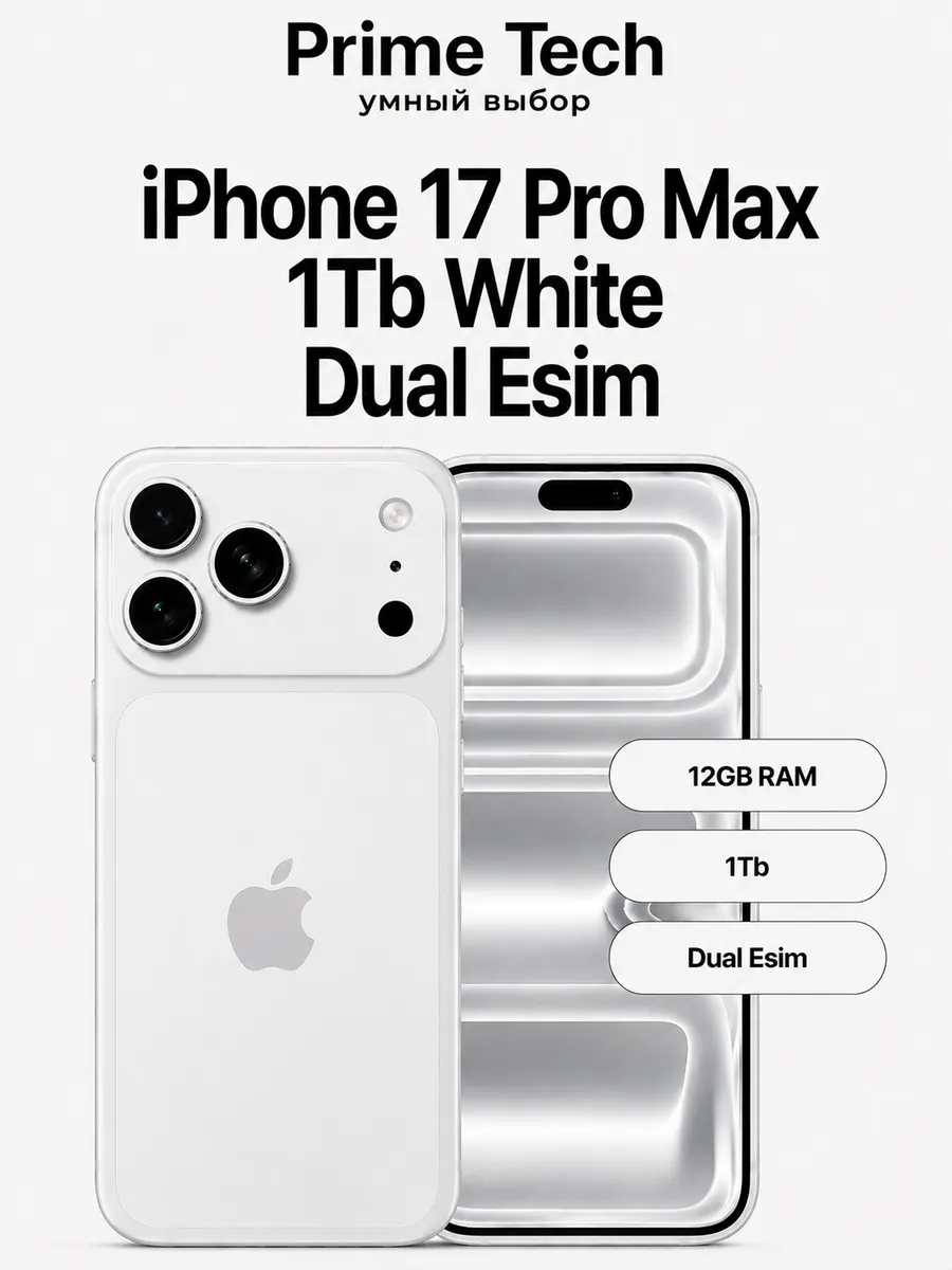 Смартфон iPhone 17 Pro Max 1Tb White Dual Esim Apple 1244486927 купить в интернет‑магазине Wildberries
