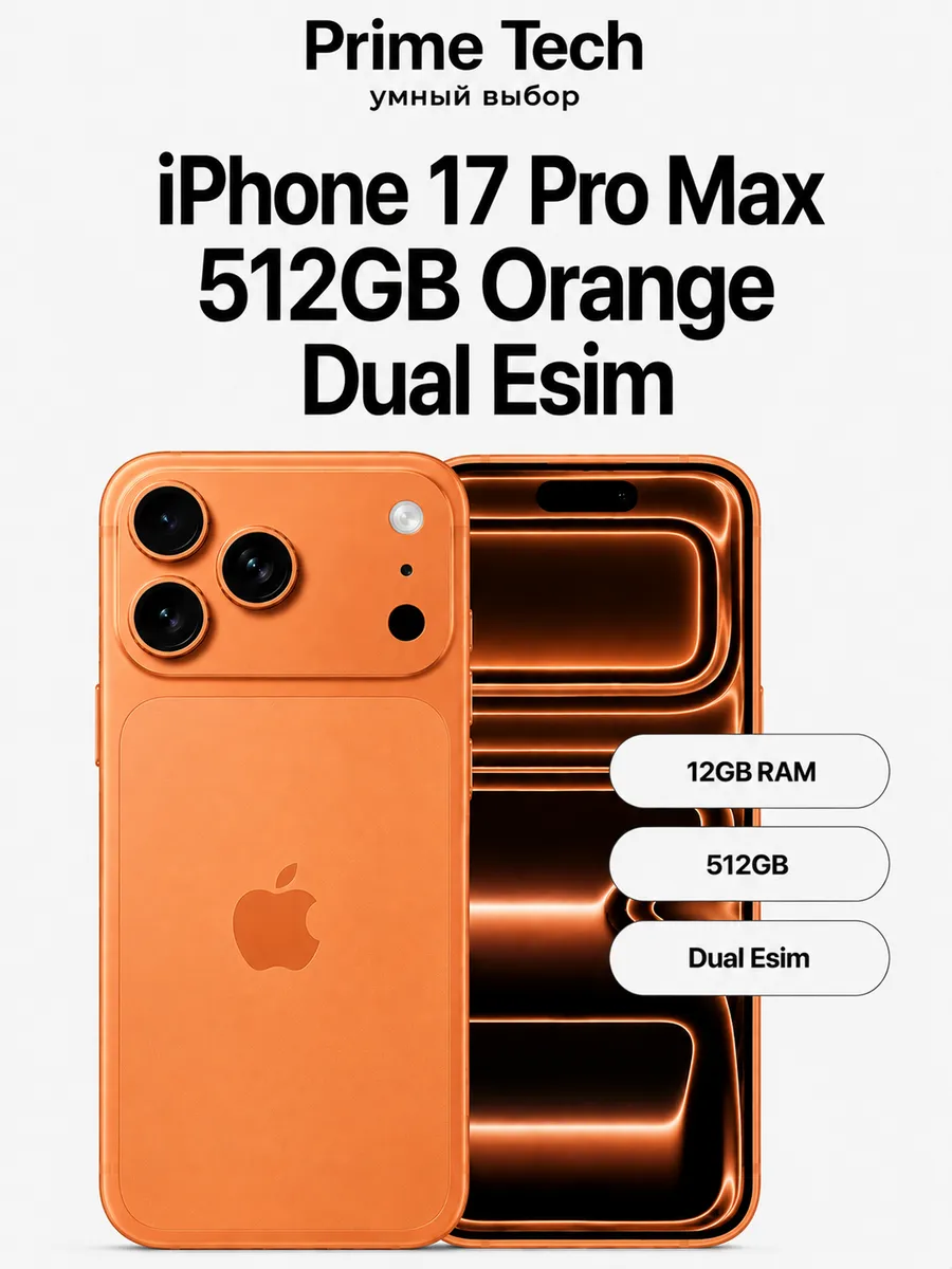 Смартфон iPhone 17 Pro Max 512GB Orange Dual Esim Apple 1244486986 купить в интернет‑магазине Wildberries