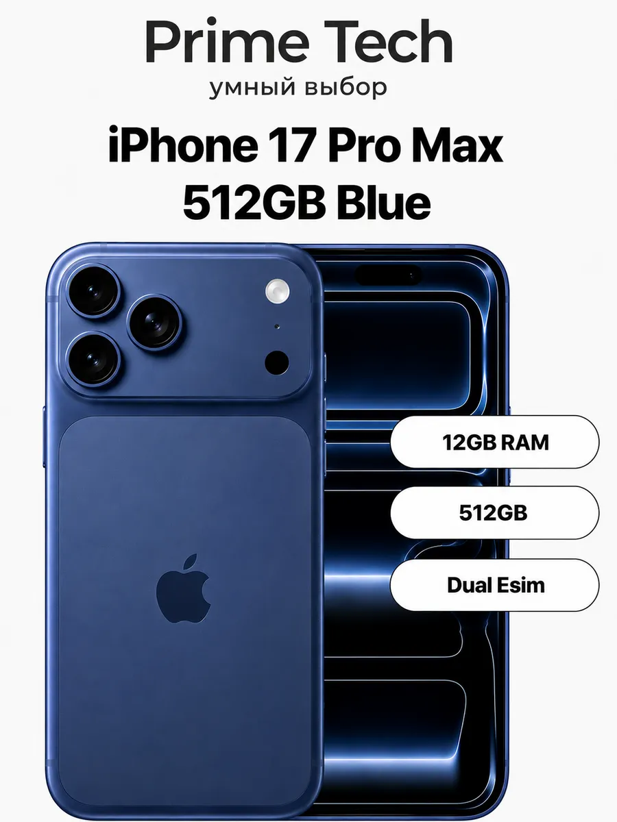 Смартфон iPhone 17 Pro Max 512GB Blue Dual Esim Apple 1244486987 купить в интернет‑магазине Wildberries
