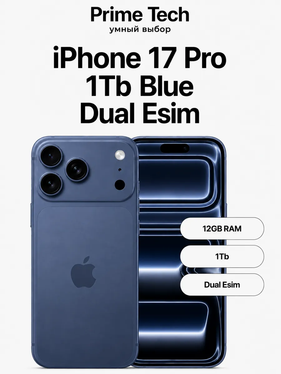 Смартфон iPhone 17 Pro 1Tb Blue Dual Esim Apple 1244487084 купить в интернет‑магазине Wildberries