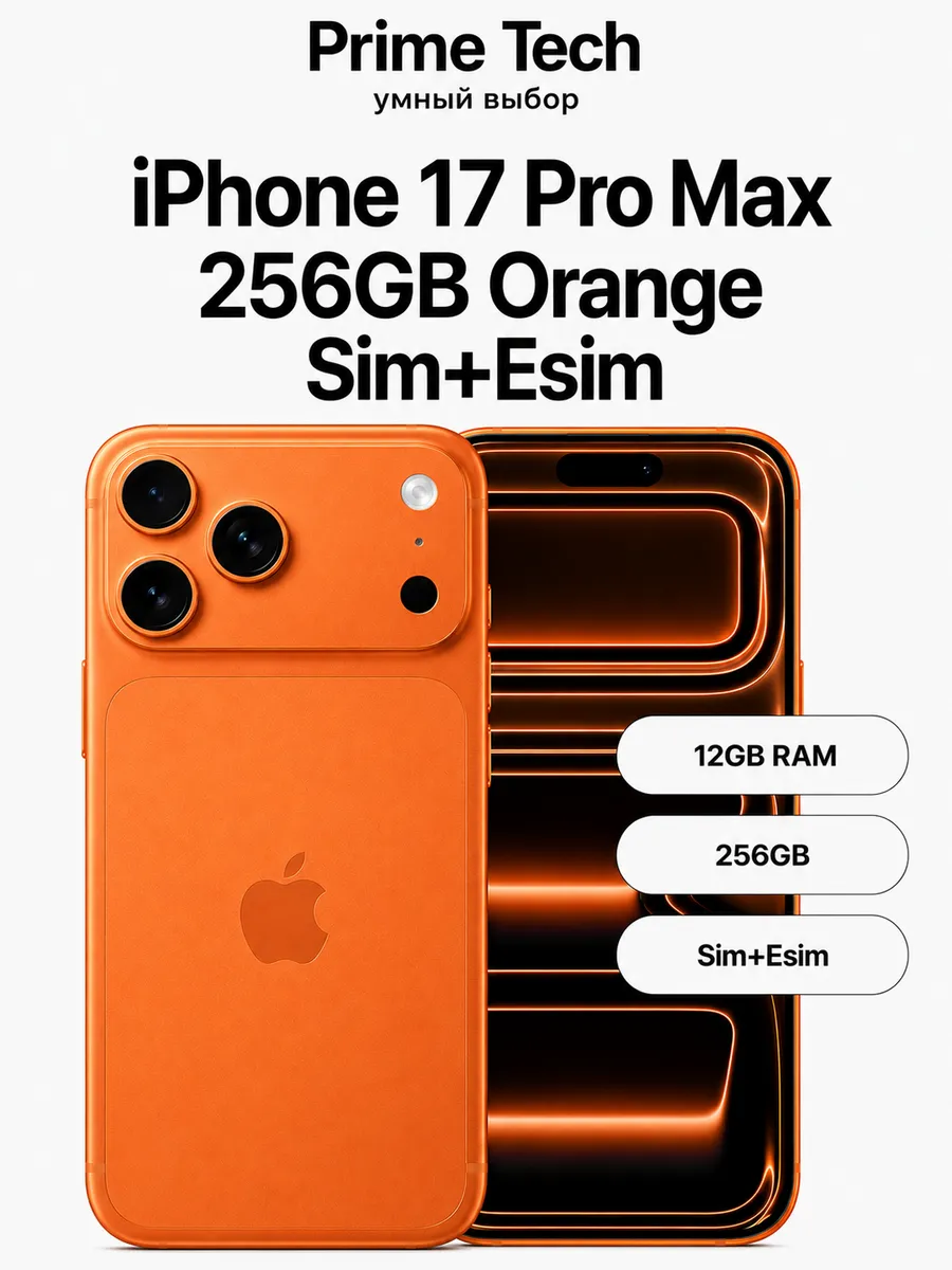 Смартфон iPhone 17 Pro Max 256GB Orange Sim+ESim Apple 1244487217 купить в интернет‑магазине Wildberries