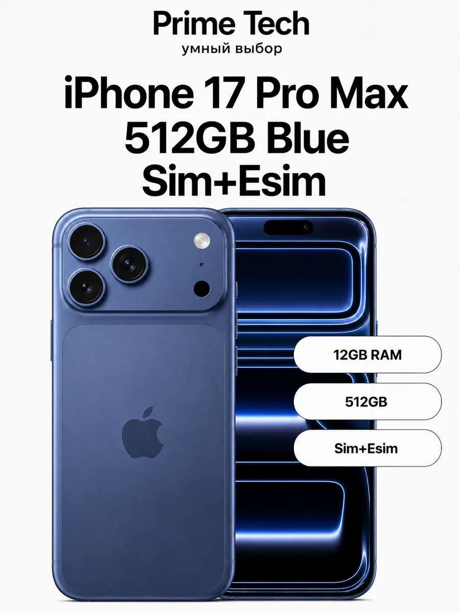 Смартфон iPhone 17 Pro Max 512GB Blue Sim+Esim Apple 1244487437 купить в интернет‑магазине Wildberries