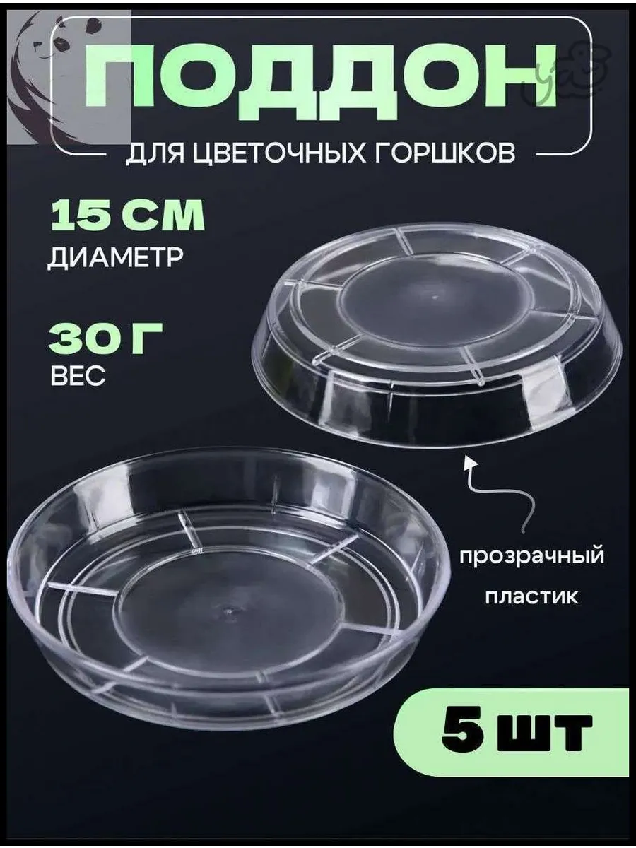 Поддон для цветов прозрачный 15x15x2 см
