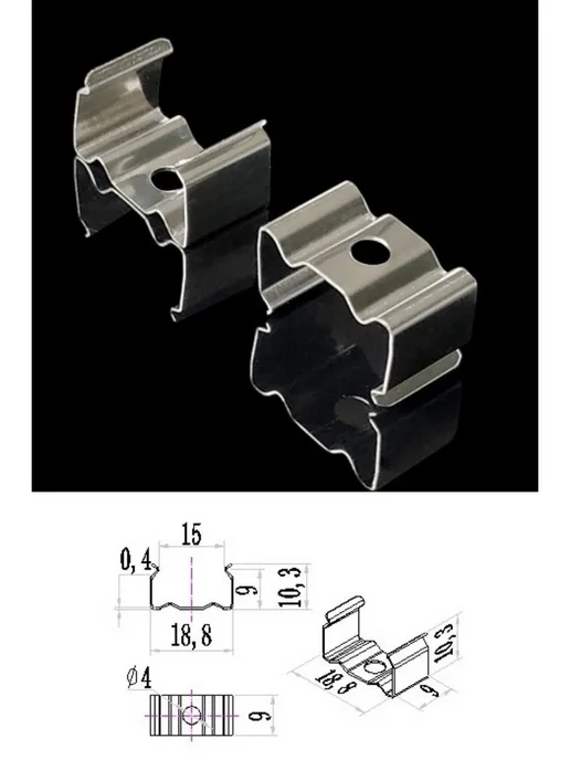 Клипса крепежная металлическая 19×10 мм, 5 шт, 19x10 мм, 5 шт, фото 2