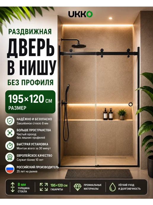 UKKO Душевая дверь в нишу 195*120, вариант