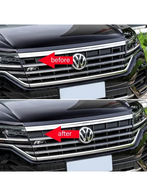 Наклейка на решетку VW Touareg 2019-2024, черная, 2шт, 2 шт, фото 3