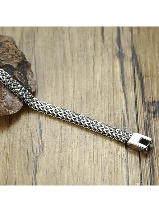 Mprainbow Мужской браслет из нержавеющей стали 6.5mm, BR-642GR, 19 см, серый, фото 5