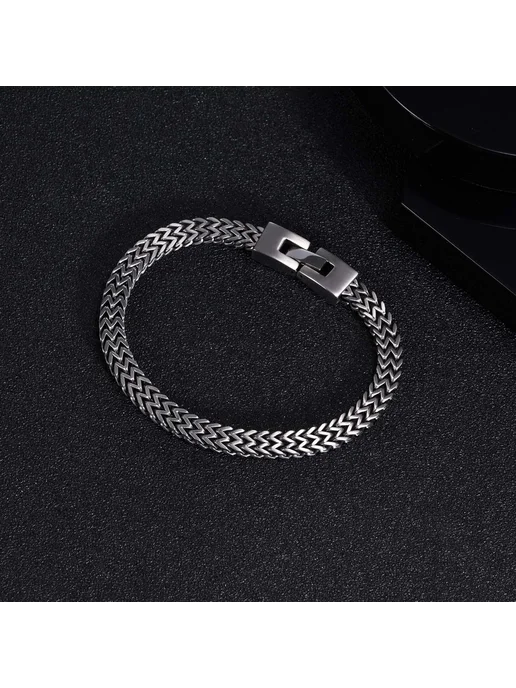 Mprainbow Мужской браслет из нержавеющей стали 6.5mm, BR-642GR, 19 см, серый, фото 7