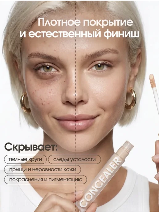 GEGEMOON COSMETICS OFFICIAL Консилер для лица и глаз натуральный корректор плотный, бежевый, фото 2