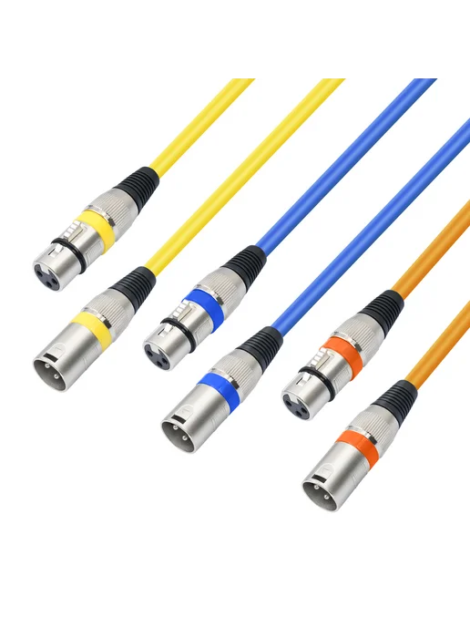 10 шт кабель XLR-XLR для микрофона, многоцветный, 1м, 10 шт, 1 м, фото 4