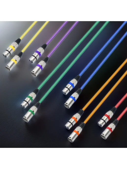 10 шт кабель XLR-XLR для микрофона, многоцветный, 1м, 10 шт, 1 м, фото 6