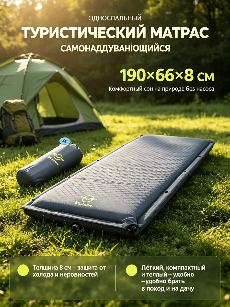 Матрас туристический самонадувающийся двухместный