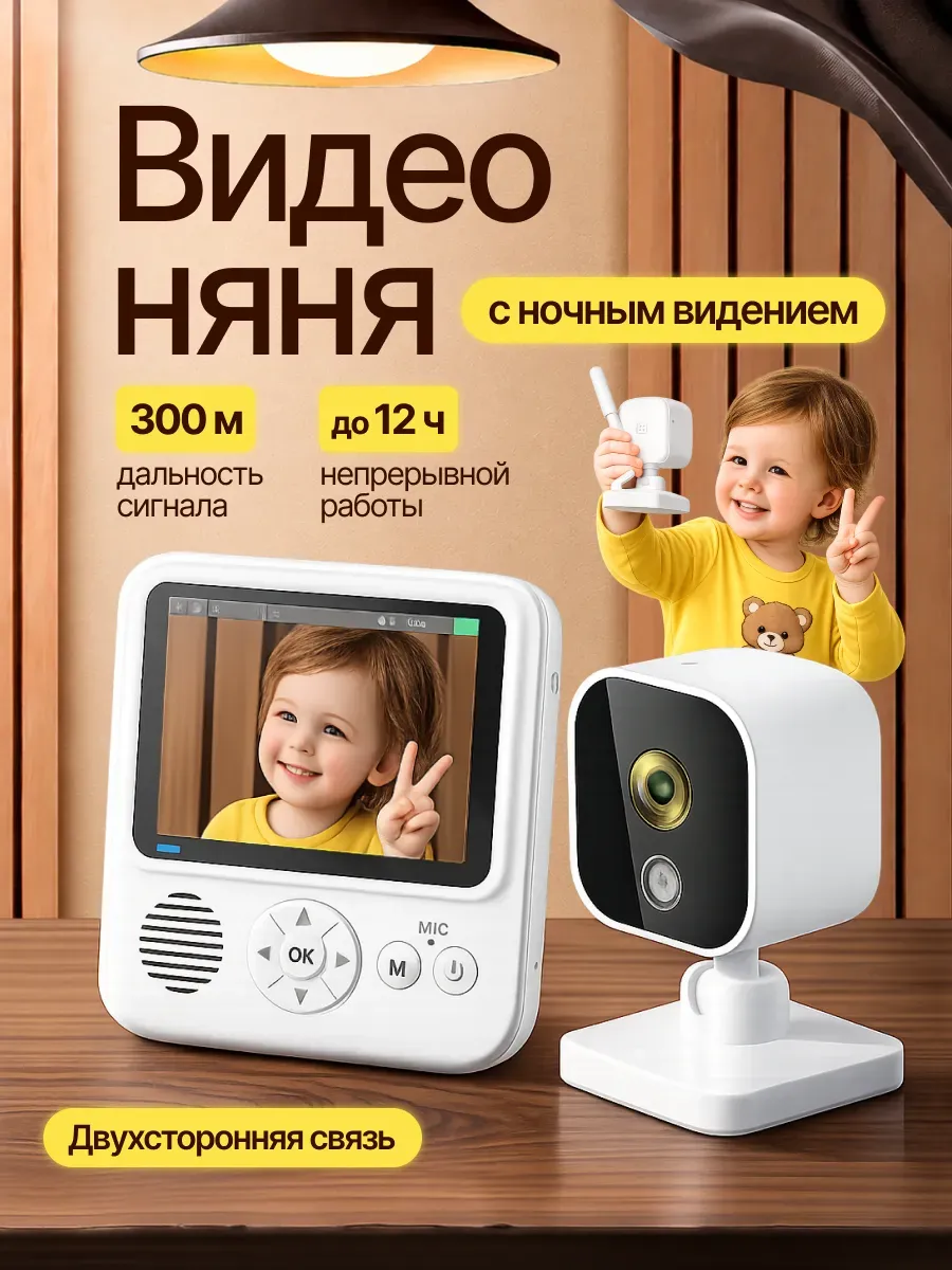 Беспроводная видеоняня с монитором радионяня
