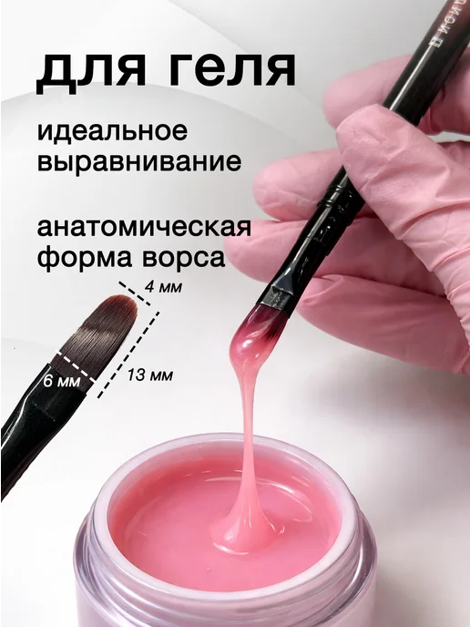 Non Stop Nails Кисти для маникюра для геля френча и дизайнов ногтей, черный, фото 2