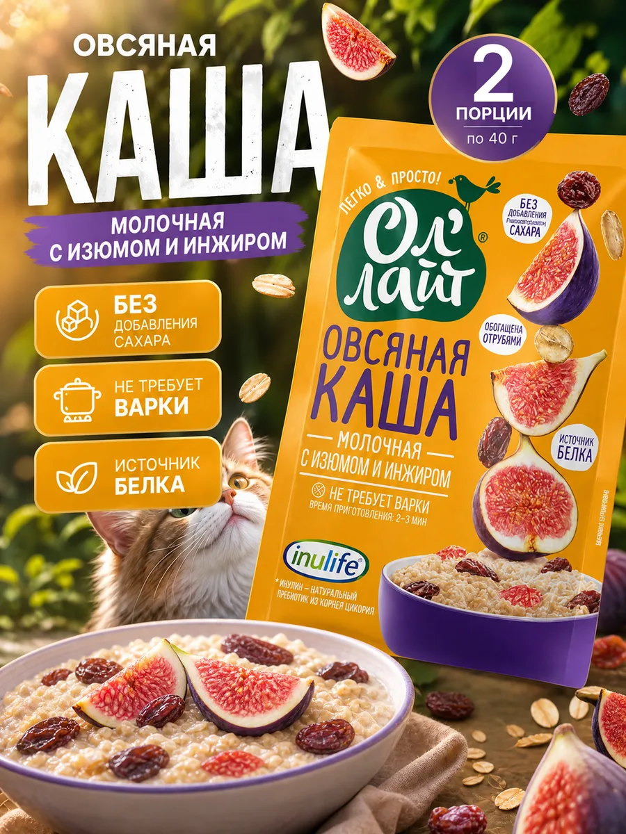 Овсяная каша быстрого приготовления с изюмом и инжиром