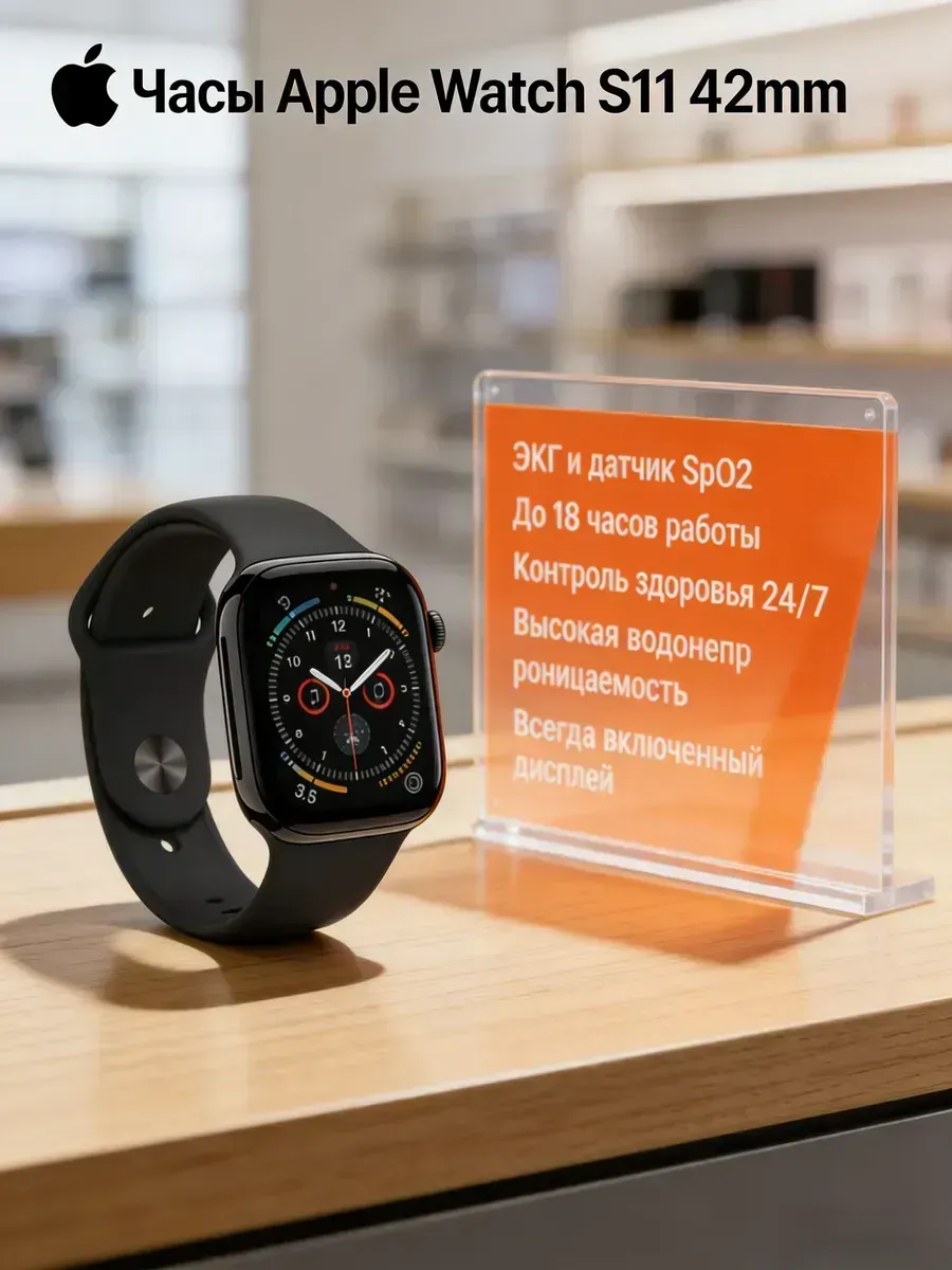 Apple Часы Watch S11, 42mm Aluminium Sport Band Jet Black S M