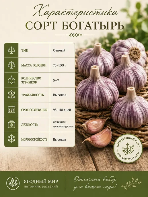Питомник «Ягодка» Чеснок Богатырь на посадку, 0.5 кг, 0,5 кг, фото 4