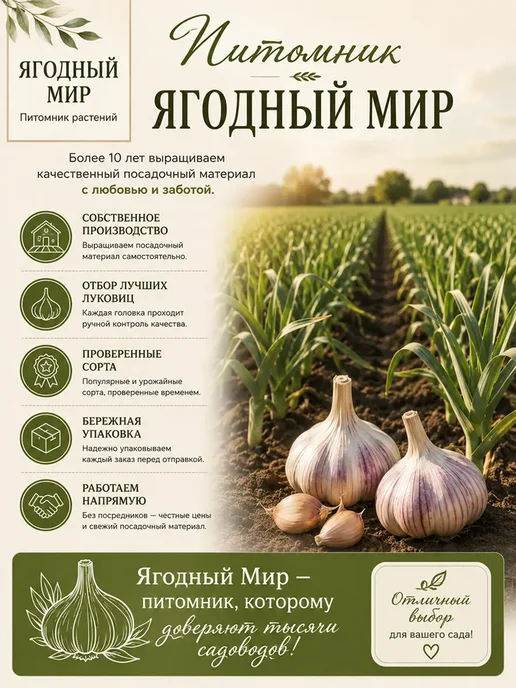 Питомник «Ягодка» Чеснок Богатырь на посадку, 0.5 кг, 0,5 кг, фото 8