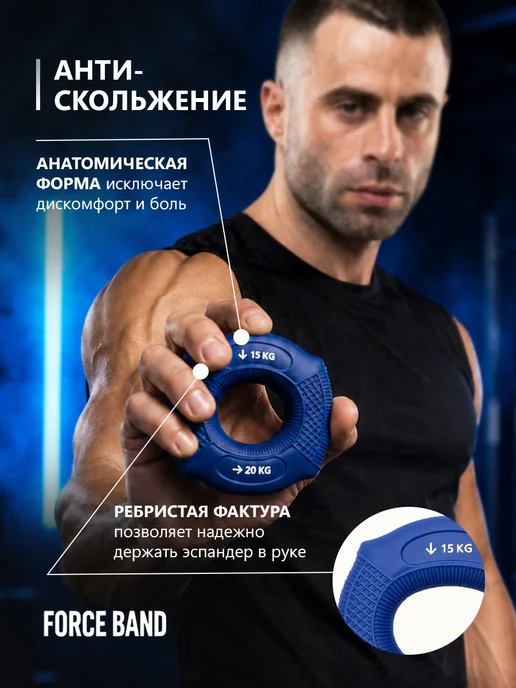 FORCE BAND Эспандер кистевой для рук 2 нагрузки силиконовый 15-20 кг, 1520 кг, фото 6