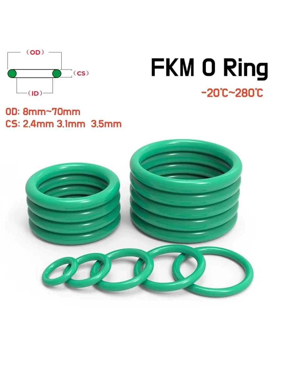 Уплотнительные кольца FKM зелёные, толщина CS-3.1mm