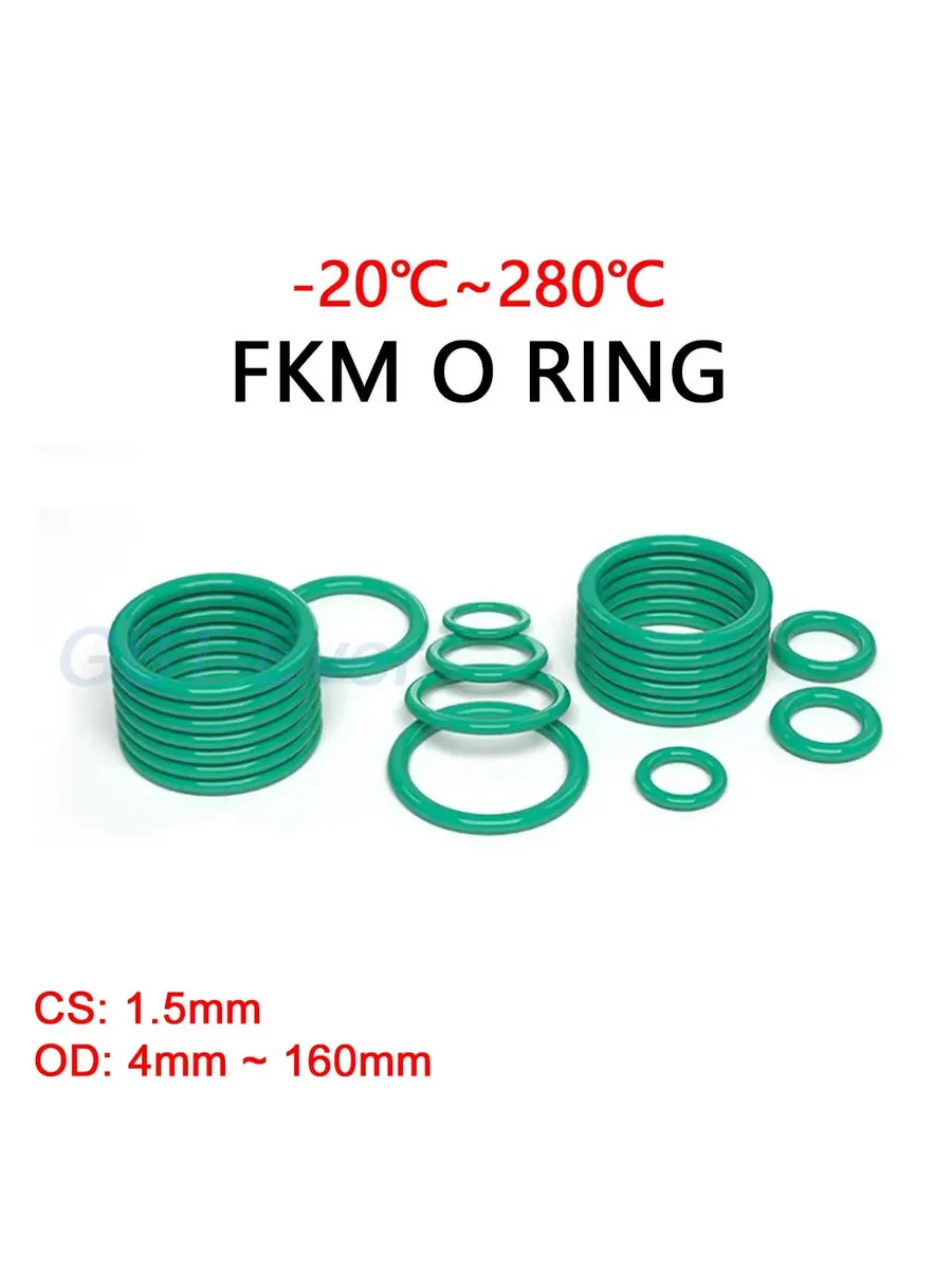 Зелёное уплотнительное кольцо FKM CS 1,5 мм OD 4-160 мм OD 4