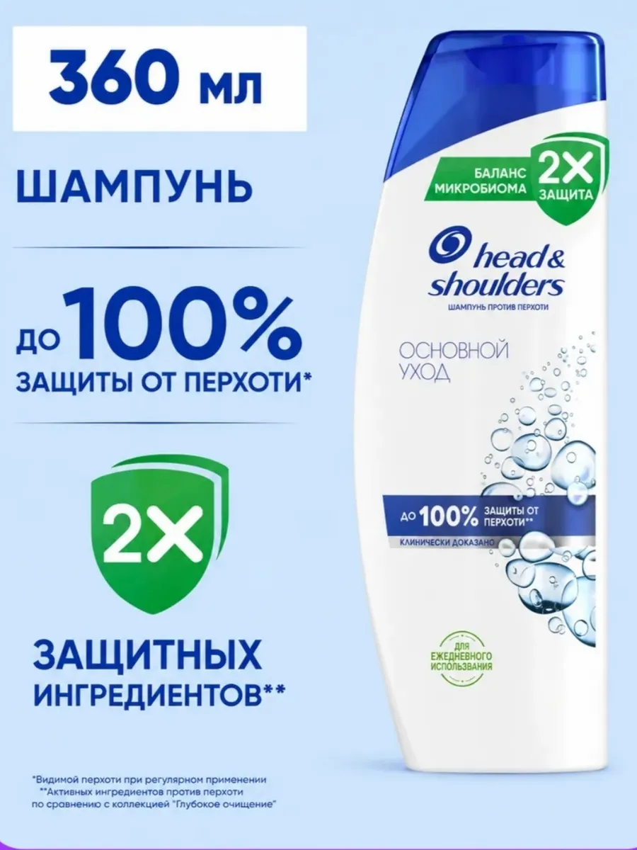 Шампунь для волос мужской HeadShoulders Основной Уход