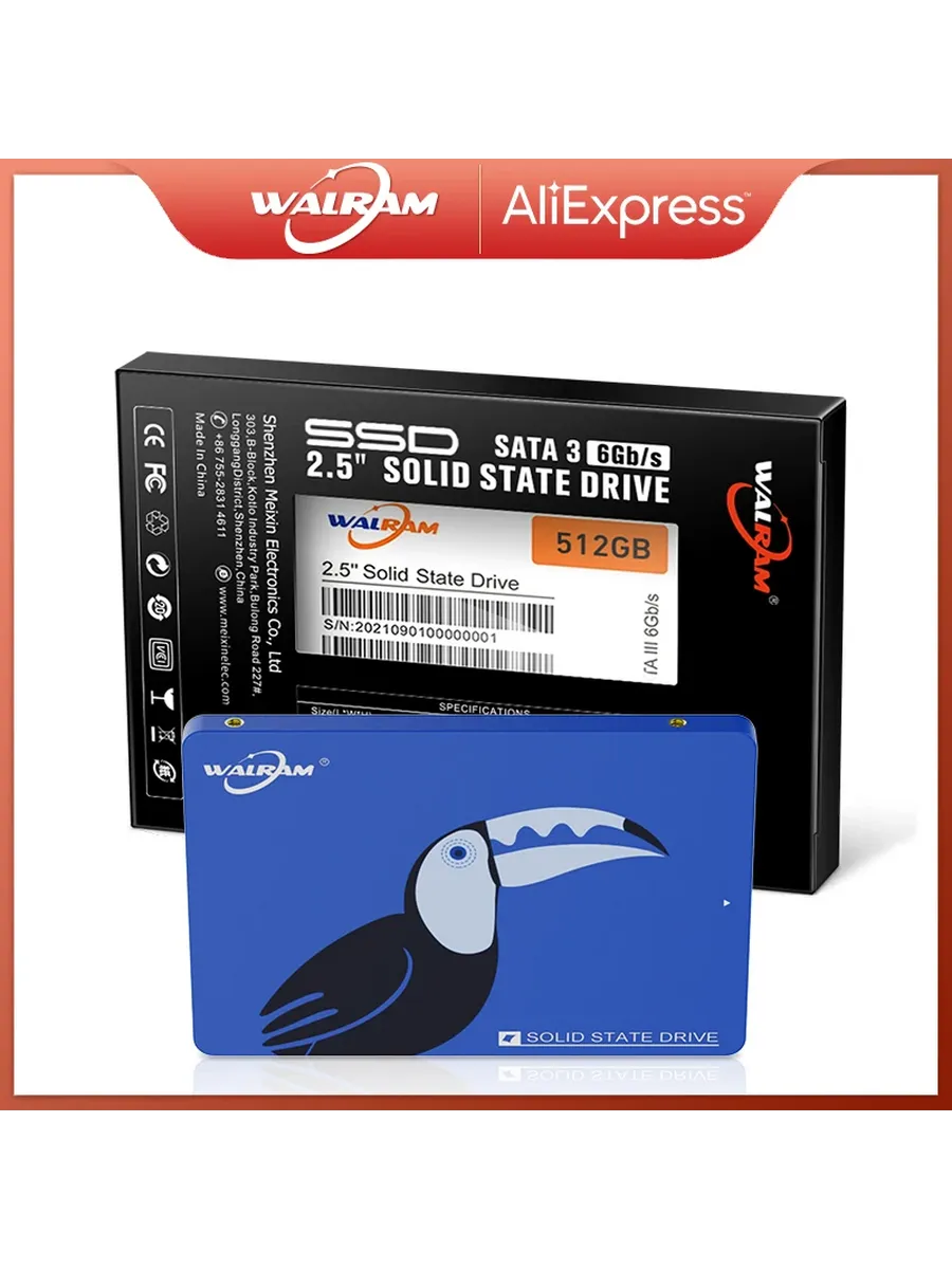 Walram SATA3 SSD 240/256/480/512/1024 ГБ для ПК и ноутбука