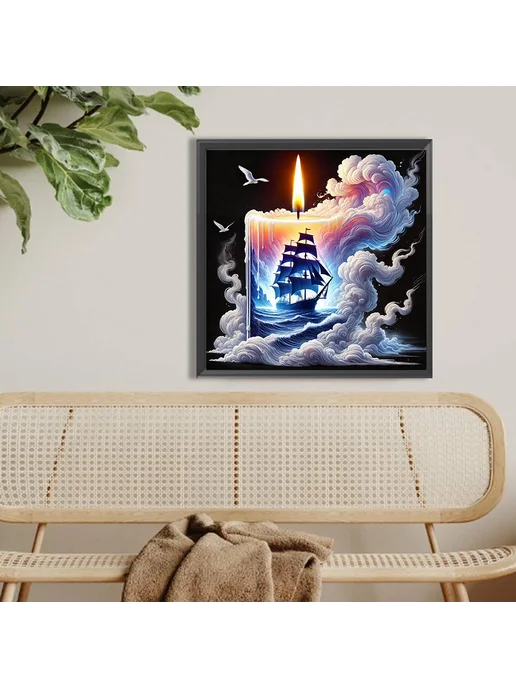 Алмазная вышивка 40x40см 5D круговая для интерьера, 40x40 см