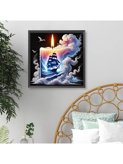 Алмазная вышивка 40x40см 5D круговая для интерьера, 40x40 см, фото 2