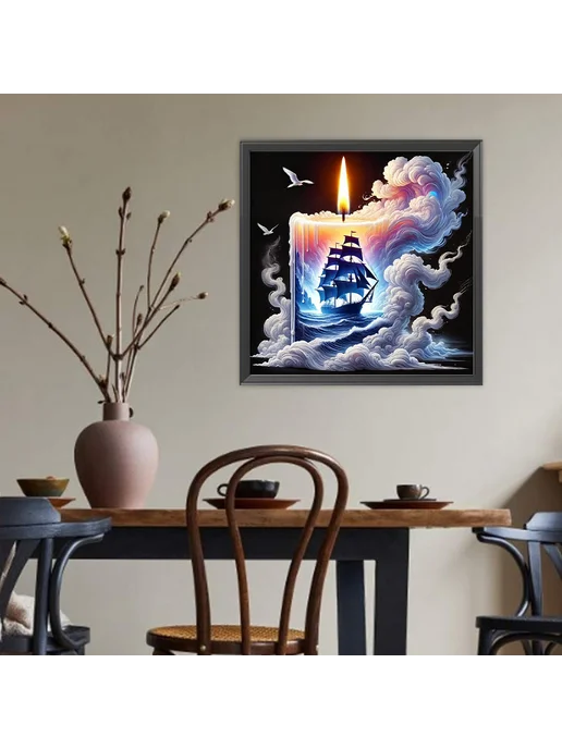 Алмазная вышивка 40x40см 5D круговая для интерьера, 40x40 см, фото 3
