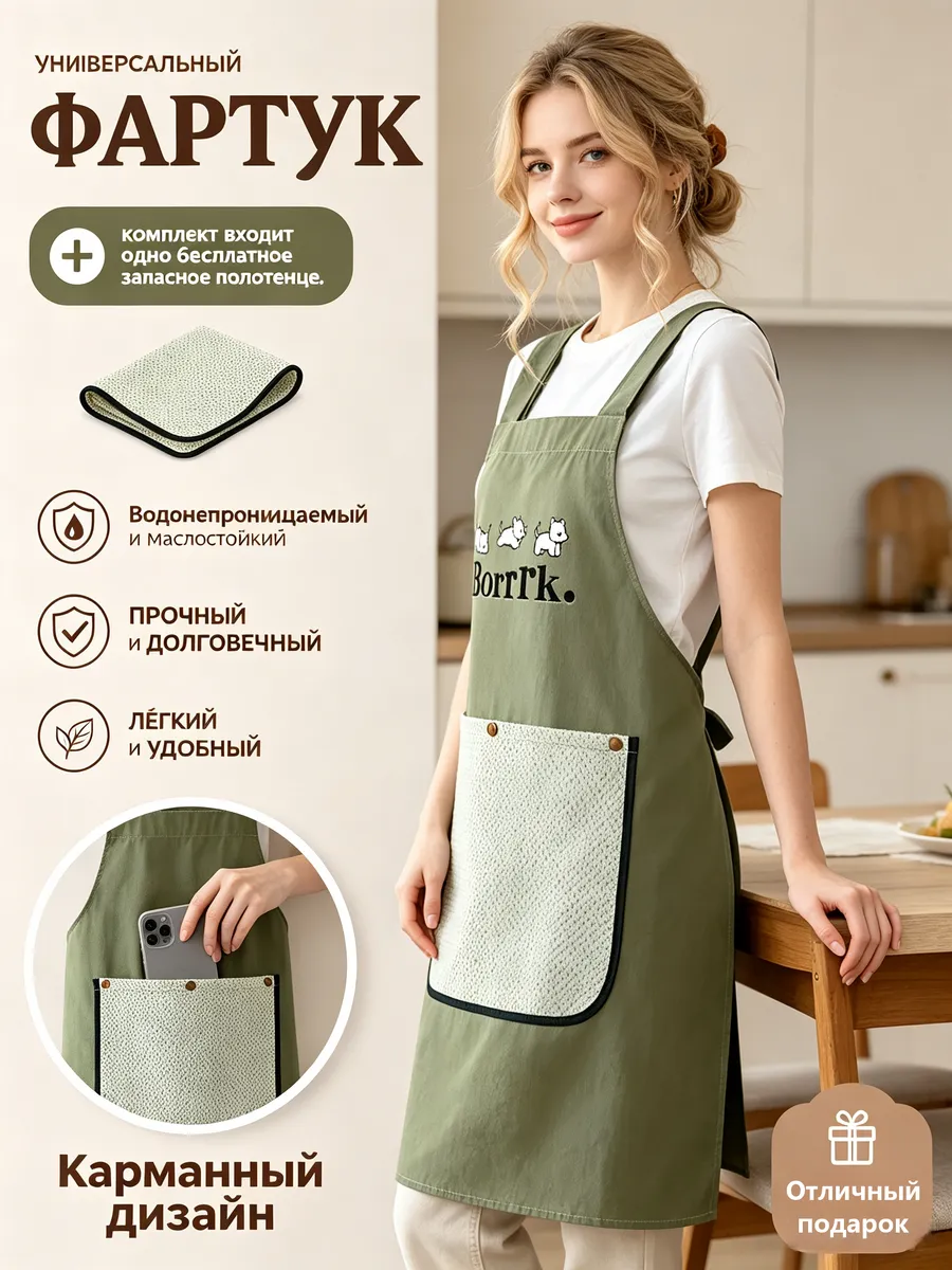 Кухонный фартук с карманами, многофункциональный, для уборки