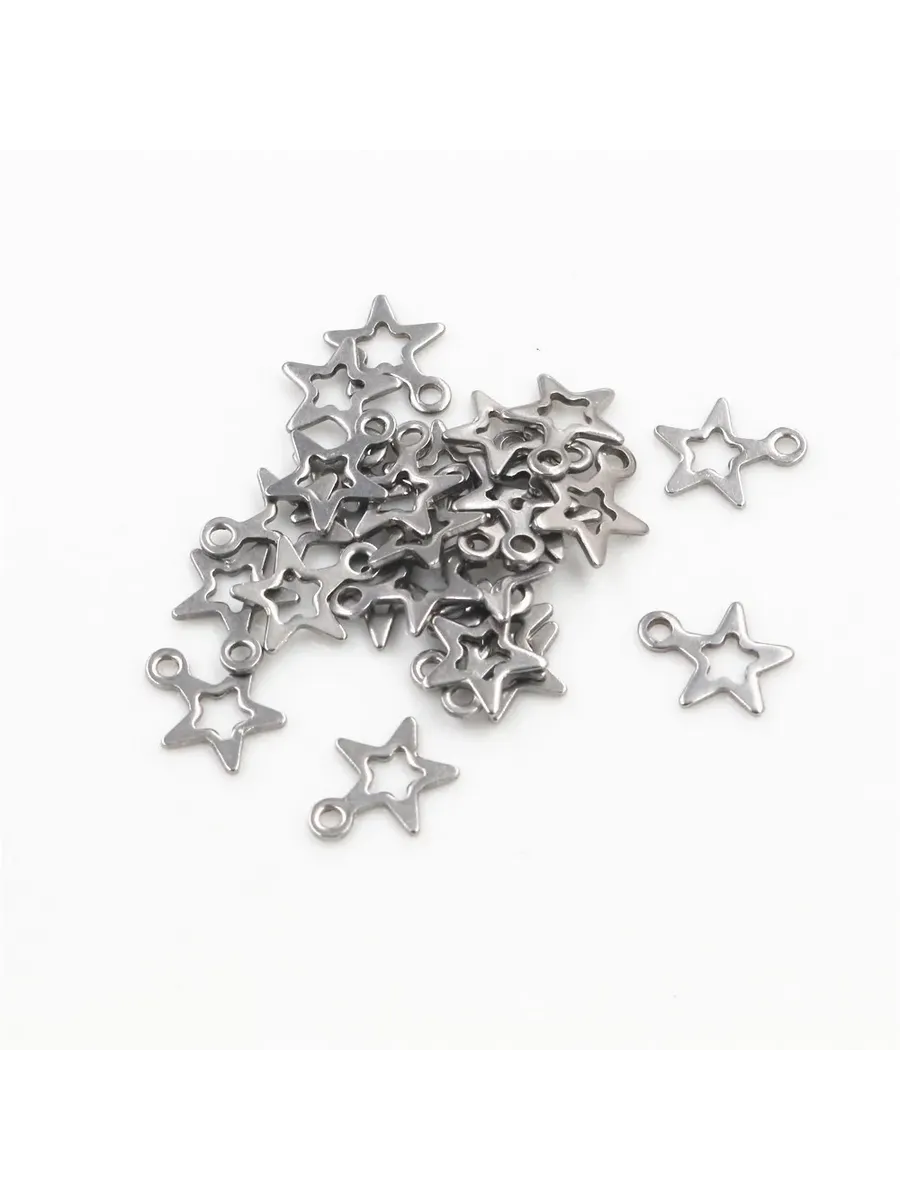 Шармы на брелок звезда, 30 шт, 10x8mm, нержавеющая сталь