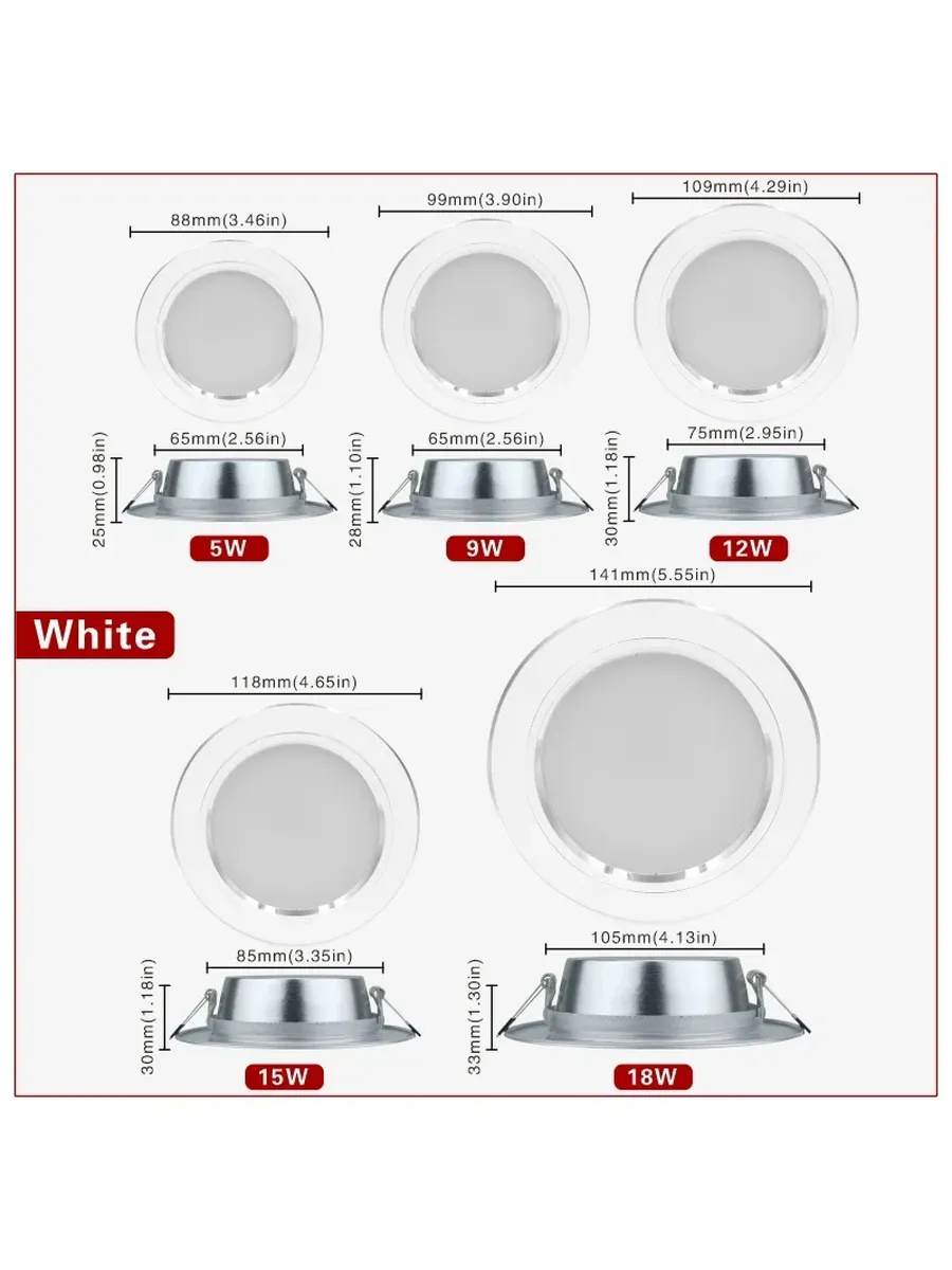 Светодиодный потолочный светильник белый 9Вт, Warm white