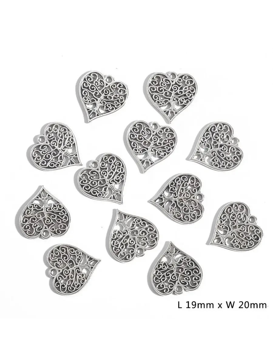 Шармы сердце серебряного цвета Celadon 10-50 шт 10pcs