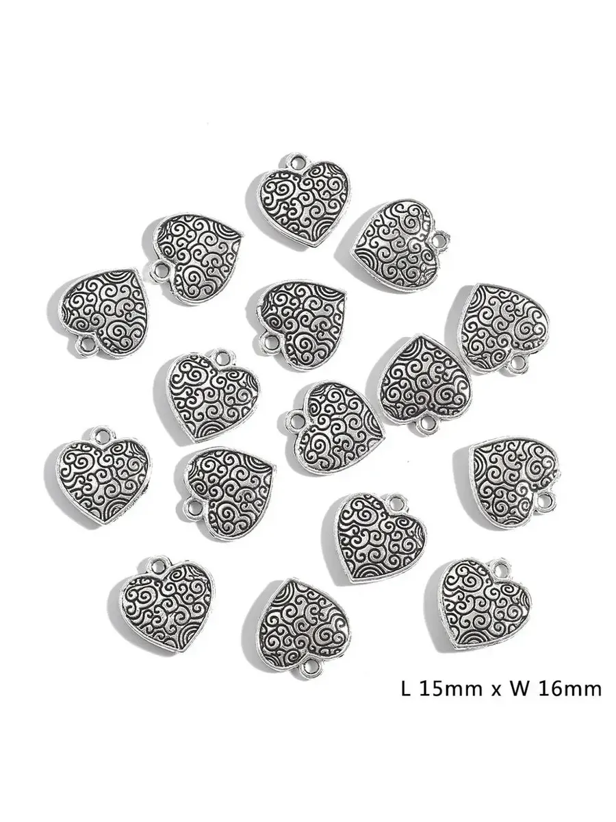 Шармы сердце серебряного цвета Celadon 10-50 шт 10pcs