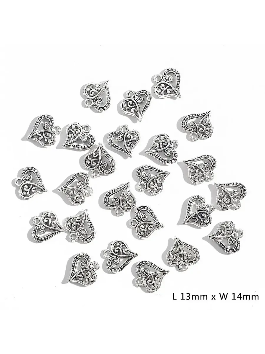 Шармы сердце серебряного цвета Celadon 10-50 шт 20pcs