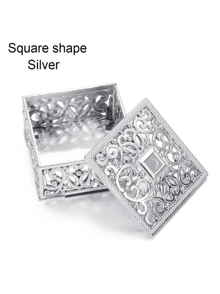 Ретро пластиковая шкатулка для украшений Серебряный, Silver