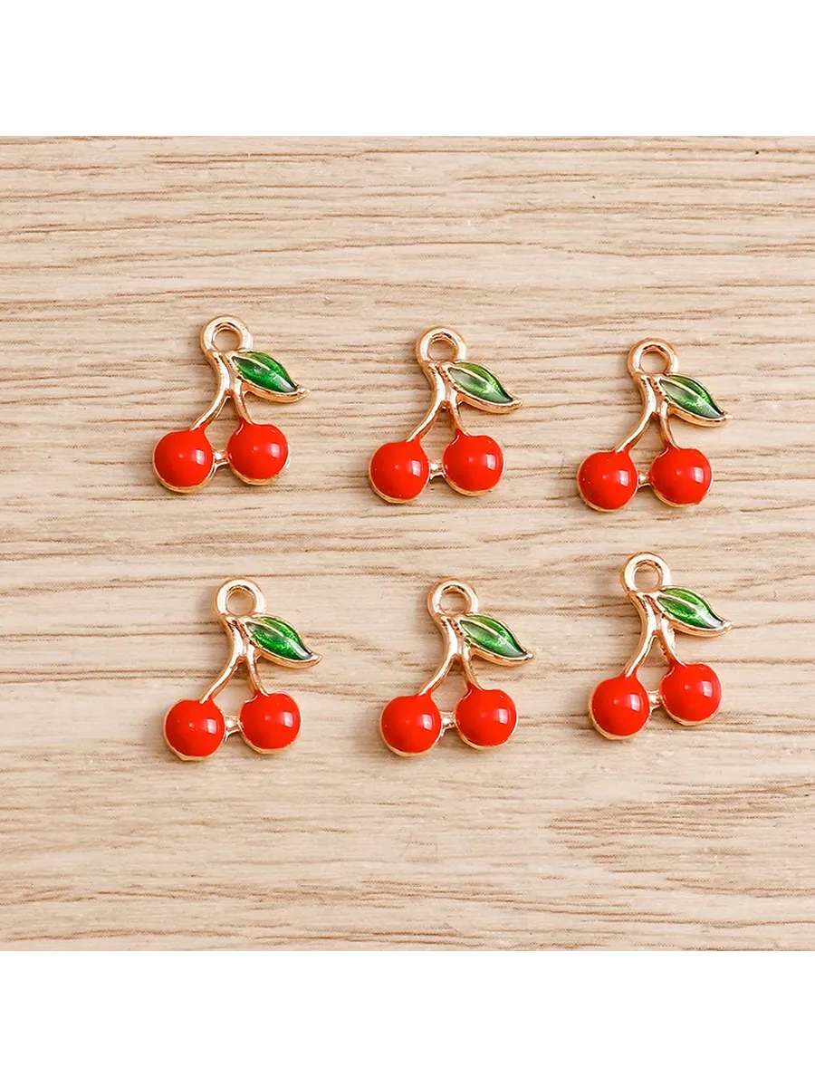 Шармы на брелок, 10 шт, фрукты, цинковый сплав, Cherry