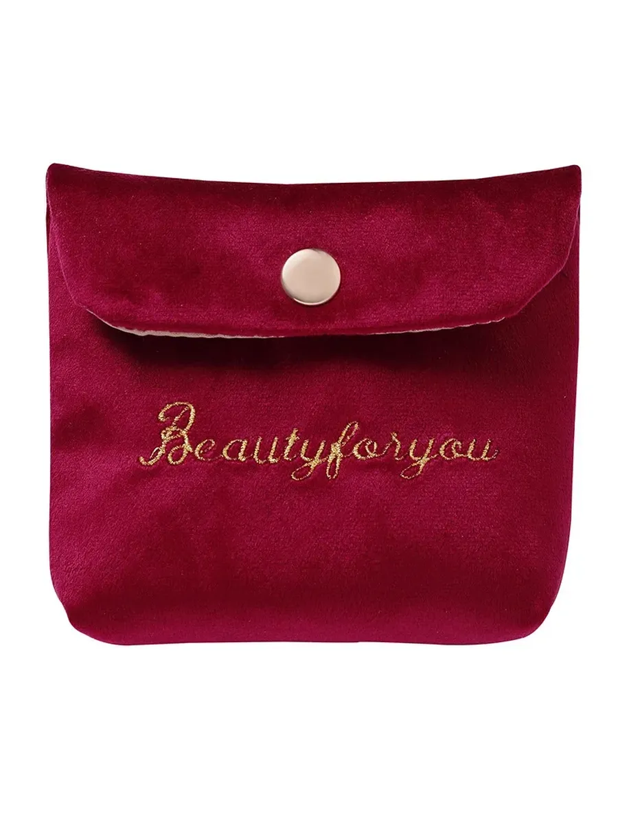Бордовая бархатная сумочка для хранения Beautyforyou