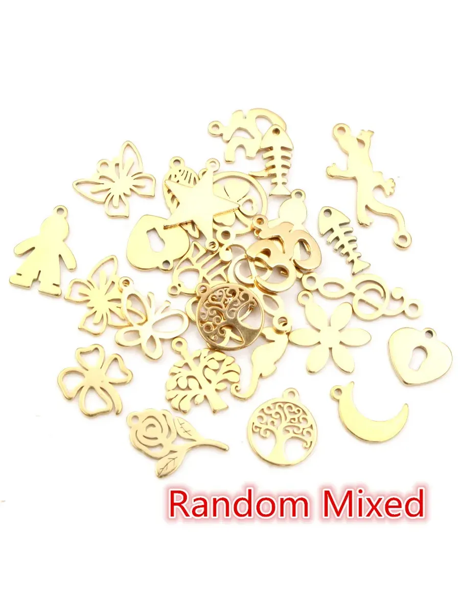 Шармы Mixed из нержавеющей стали: луна, бабочка, животные