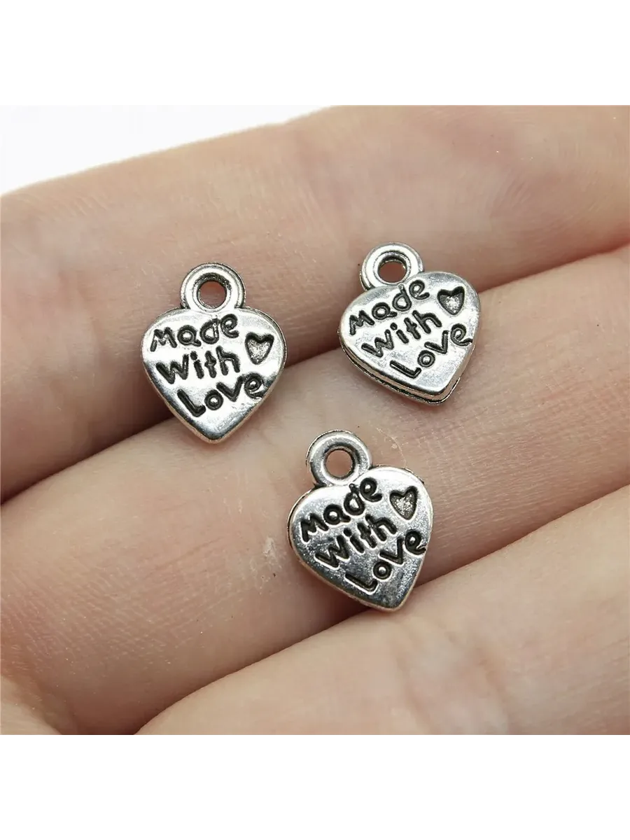 Шармы "Made With Love", серебро, цинковый сплав