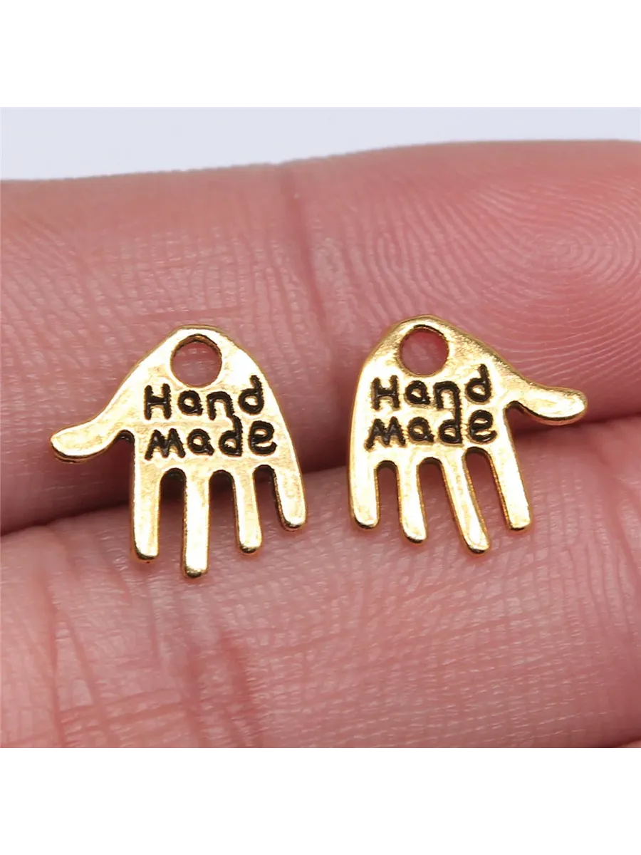 Шармы ручной работы "Hand Made", 13x13mm, Золото
