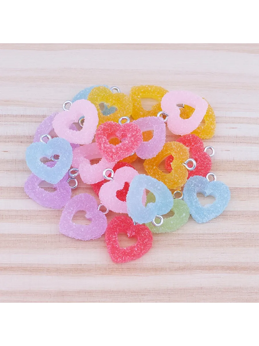 Шармы сердечки из желейного сахара, 10 шт, mix color