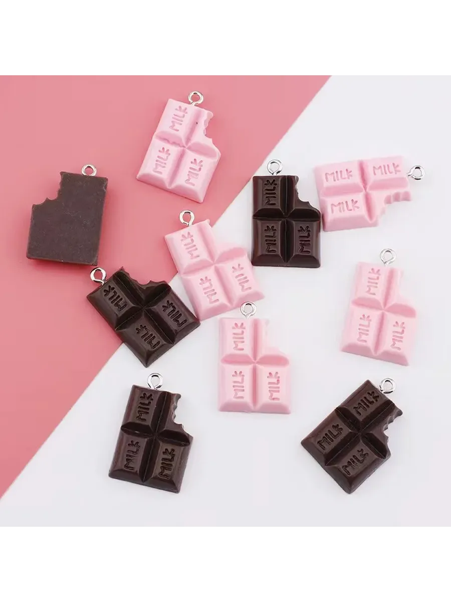 Шармы из шоколадной смолы 18*28 мм Розовый, MIXED-10pcs