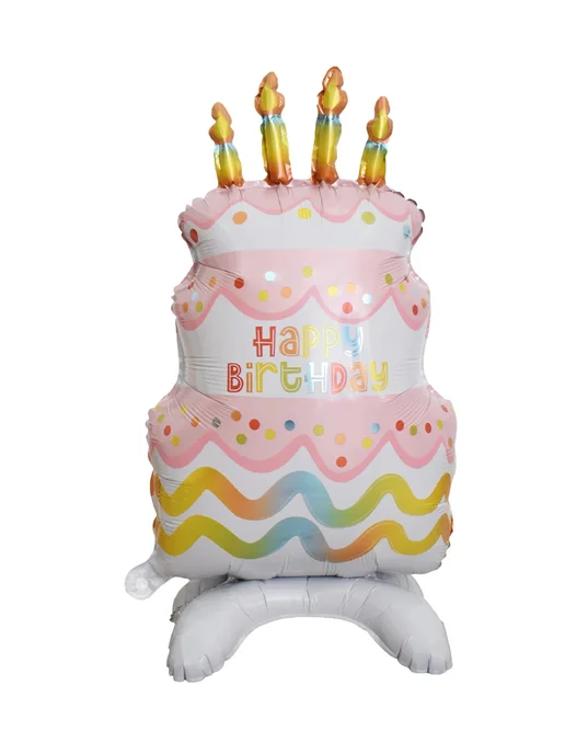 EACH PARTY Белый фольгированный шар-торт "Happy Birthday", белый, фото 3