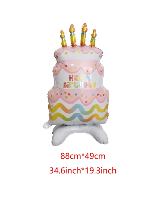 EACH PARTY Белый фольгированный шар-торт "Happy Birthday", белый, фото 4