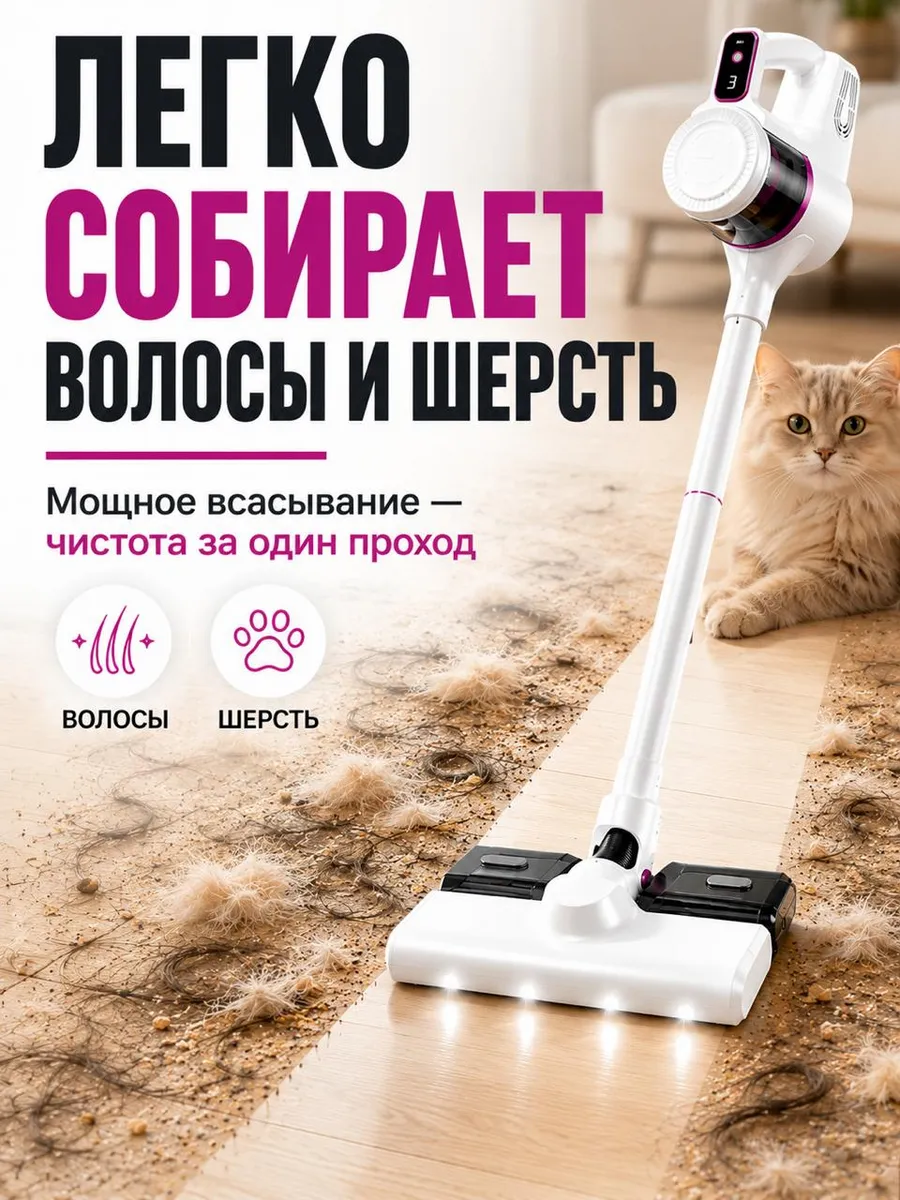 Моющий беспроводной пылесос вертикальный для дома 14 в 1